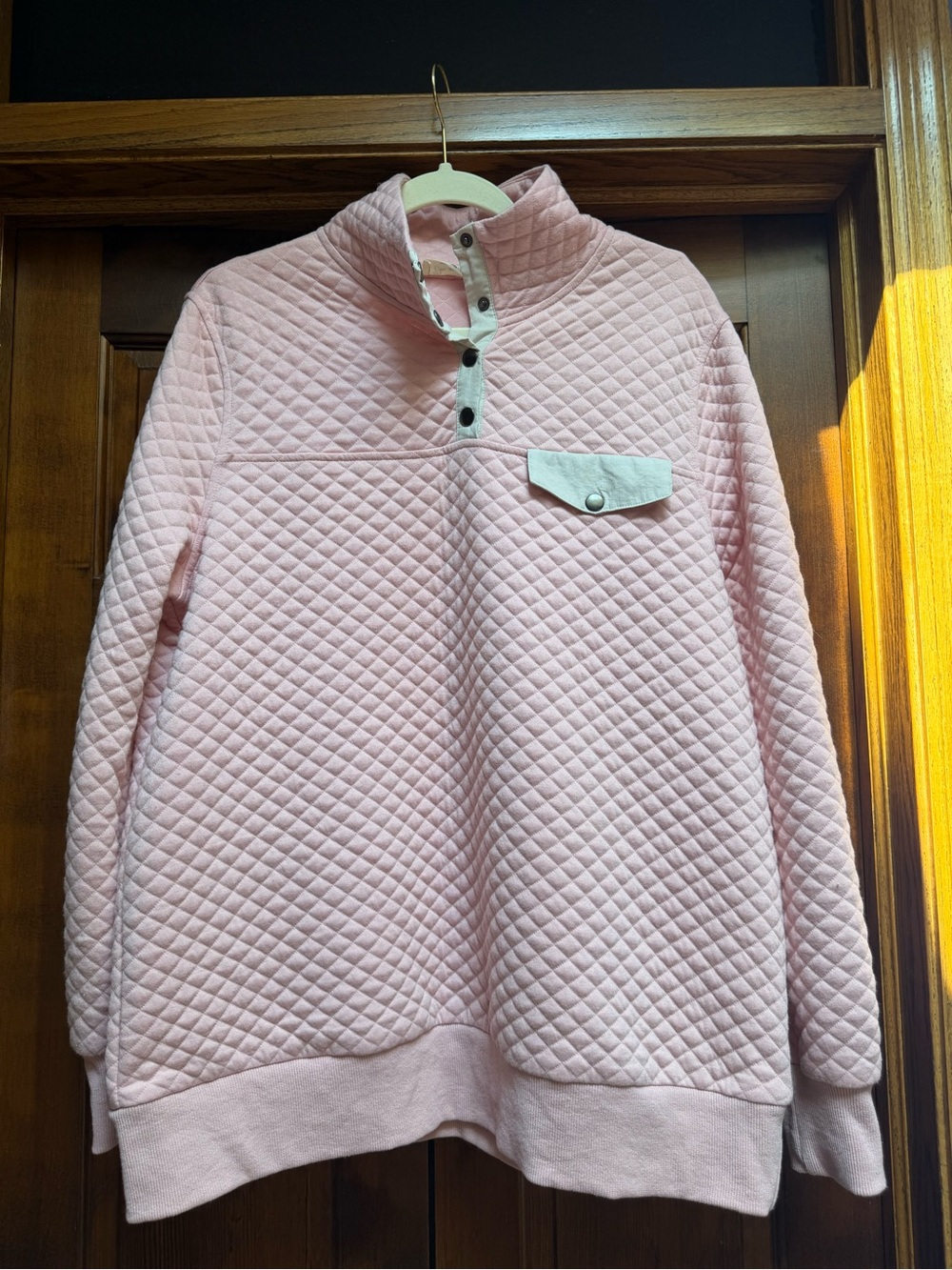 Quilted Pullover Sweater - Soft Pink, Size Large